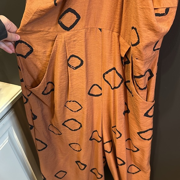 Anthropologie | Eva Franco Brown Jumpsuit with Geometric Pattern - Picture 8 of 11